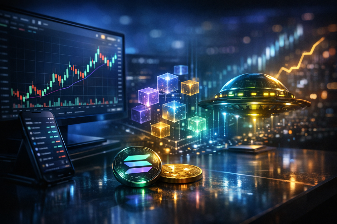 Trader reviewing a Solana token chart and liquidity strategy for DLMM pools
