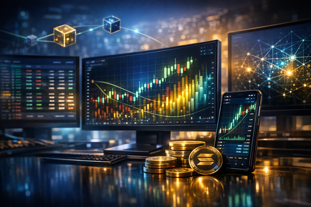 Trader analyzing PumpSwap token chart and volume growth on Solana