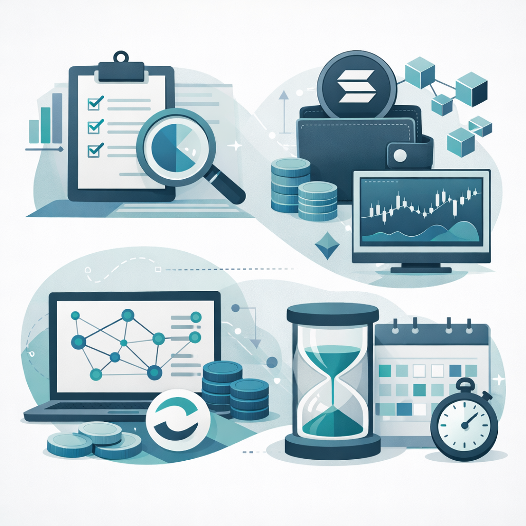 Checklist-style dashboard showing CoinMarketCap listing steps for a Solana token - The Solana token listing checklist (step-by-step)