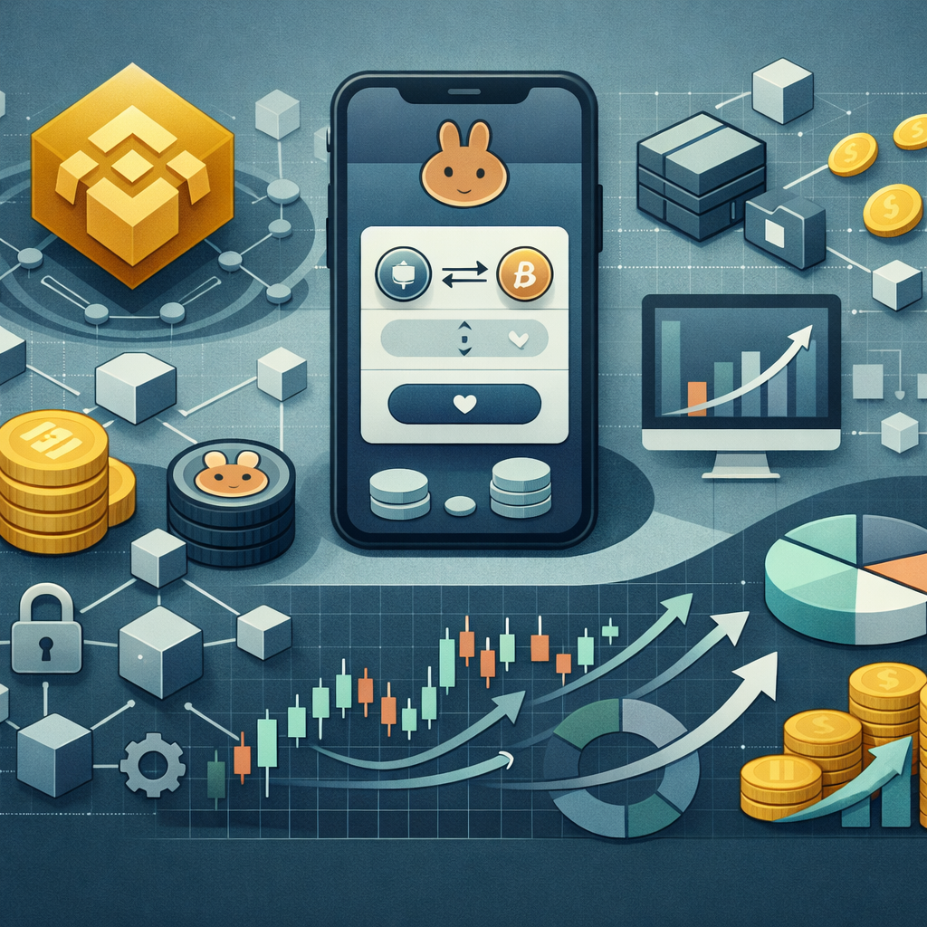 BNB Chain PancakeSwap trading chart with volume growth and liquidity pool icons - The BNB Chain volume pacing blueprint (the part that actually works)