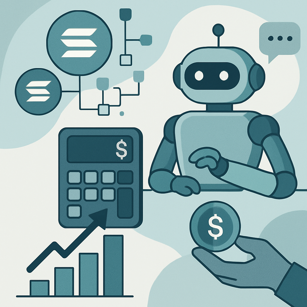 Crypto trader analyzing Solana volume bot pricing and ROI charts on multiple screens - The 4 Core Goals That Justify Bot Spend